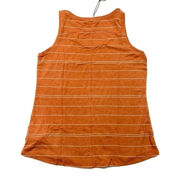 New Prana Foundation Scoop Neck Tank Top Copper Stripe - Picture 3 of 7